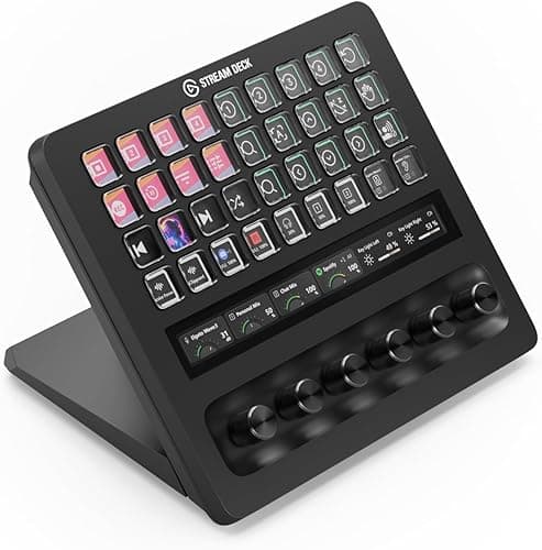 Elgato Stream Deck + XL – Plateforme de contrôle Personnalisable avec Touches Macro, molettes Multifonctions et Bande Tactile pour Les systèmes et Productions Professionnels – USB-C pour PC et Mac
