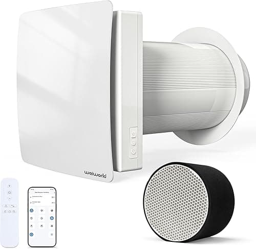 VMC Double Flux Murale 150 mm avec Récupération de Chaleur Céramique, Ventilation Décentralisée à Air Frais avec WiFi & Télécommande, Moteur EC Silencieux, (Insufflation/Extraction/Cycle 65 s)