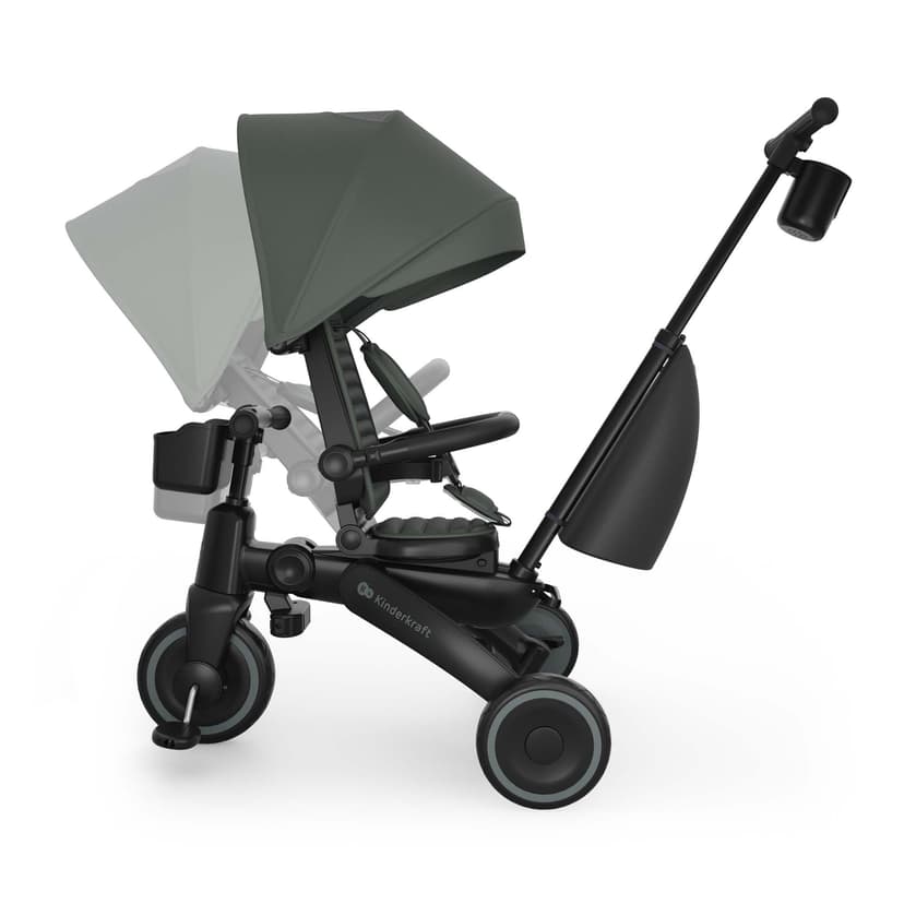 Kinderkraft JAZZ 3 Tricycle Bike, 360° Rotating Seat, Reclining Seat, Foldable Frame, UPF 50+ Canopy, Parent Control Handle, Balance Bike Function, Green - 7