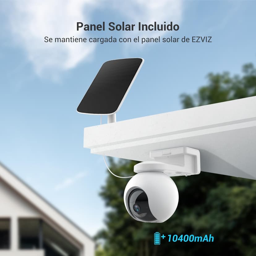 EZVIZ CB8 KIT 2K Caméra Surveillance WiFi Extérieure sans Fil, Solaire, Batterie 10400mAh, Suivi Intelligent, Détection de Personne, Vision Nocturne Couleur, Audio Bidirectionnel, Sirère, Type C - 2