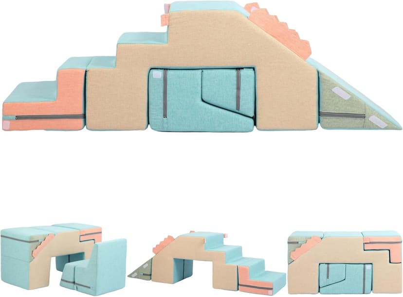 Asweets Blocs d'escalade en Mousse 4 en 1 pour Tout-Petits, Jouets d'escalade Et De Ramper d'Intérieur Doux pour Parcours Motricité Bébé, Ensemble De Jeu Doux Montessori Module Motricité - 1