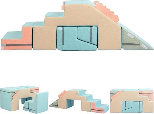 Asweets Blocs d'escalade en Mousse 4 en 1 pour Tout-Petits, Jouets d'escalade Et De Ramper d'Intérieur Doux pour Parcours Motricité Bébé, Ensemble De Jeu Doux Montessori Module Motricité