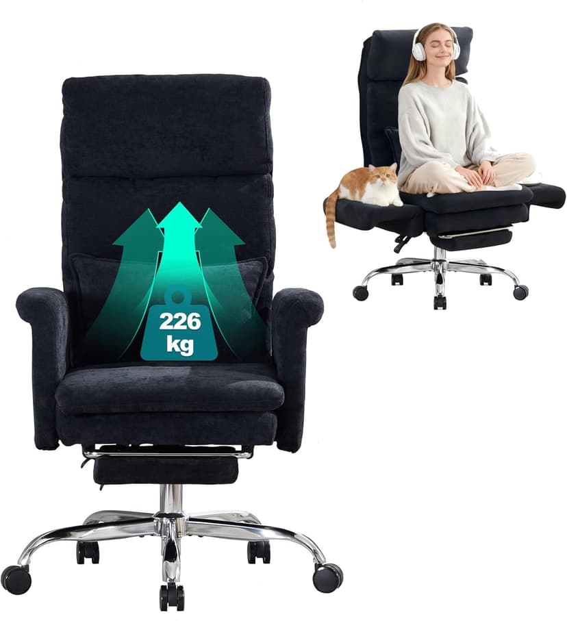 UEV Ergonomic Office Chair with Footrest up to 226 kg, Fo… - 1