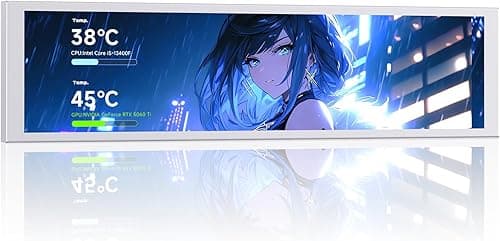 TZMRIT 9.16 Inch Universal LCD Screen Display for PC, Customizable ARGB Frame, Temperature Display Panel, Mini Monitor, with Preset & DIY Themes for Gaming PC Case/CPU Cooler (WH)