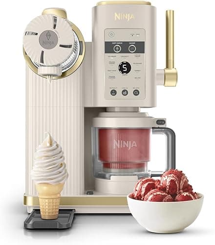Ninja CREAMi Scoop & Swirl The 2-tub, 13-function ice cream maker prepares ice cream, creamy ice cream, jellies, smoothies and more, and features the option to add extras, stone/gold, NC701EUSTGD