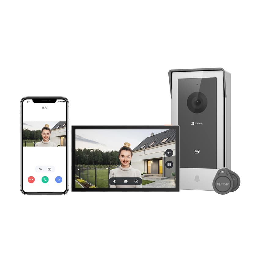 EZVIZ WiFi Video Door Phone Intercom System 1080P, 7'' Color Touch Monitor, Video Doorbell 2 Wire Peephole, Two-Way Talk, Remote Unlock, Two-Way Audio, Night Vision, Slim Design, CP5 - 1