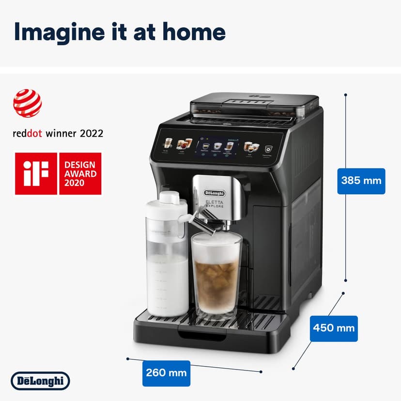 De'Longhi Eletta Explore Cold Brew ECAM452.67.G, Barista Coffee Machine with LatteCrema Hot and Cool, Espresso Machine, Automatic Coffee Bean Machine, Cold Extraction, Coffee Pot Included, Dark Grey - 3