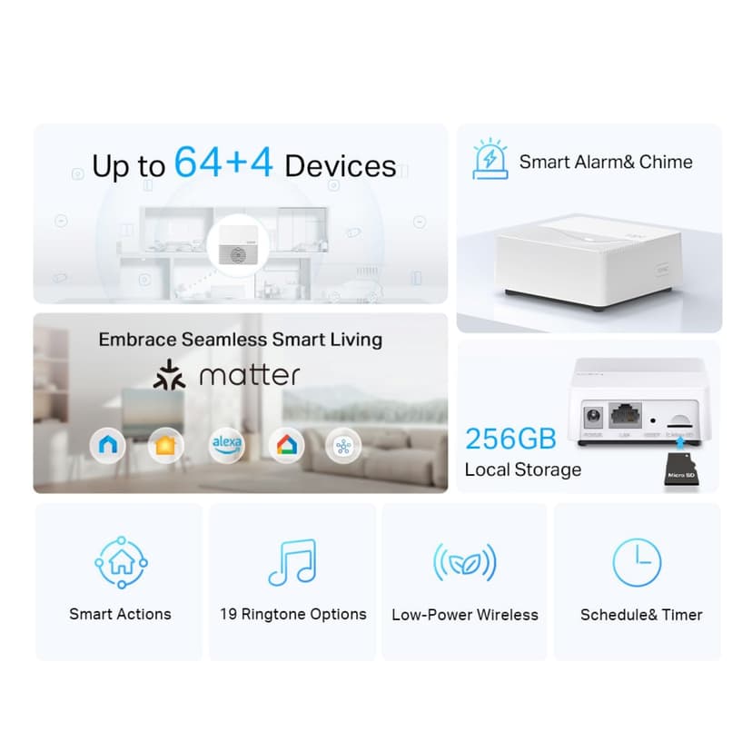 TP-Link Smart Hub avec Sonnerie Tapo H200, pour Tapo caméras/capteurs/Boutons, connectez jusqu'à 64 appareils intelligents, 19 sonneries, Plug & Play - 5
