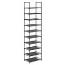 SONGMICS 10-Tier Shoe Rack, Shoe Stand, Space-Saving Shoe Storage, 45 x 28 x 173 cm, Metal Frame, Non-Woven Fabric Shelves, for Hallway, Bedroom, Black LSH010B02 - 1
