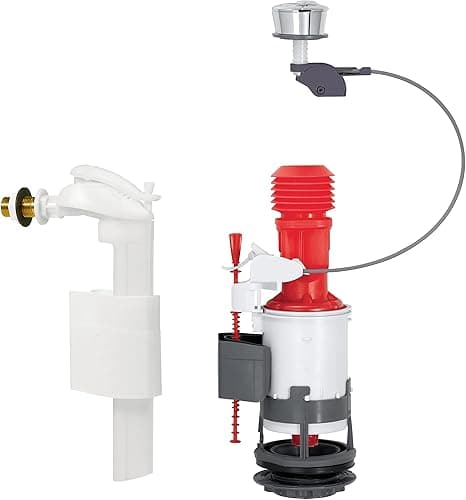 Wirquin 10724038 Chasse d'eau wc complète mécanisme wc double chasse MW2 & robinet flotteur à alimentation latérale F90, gris et rouge