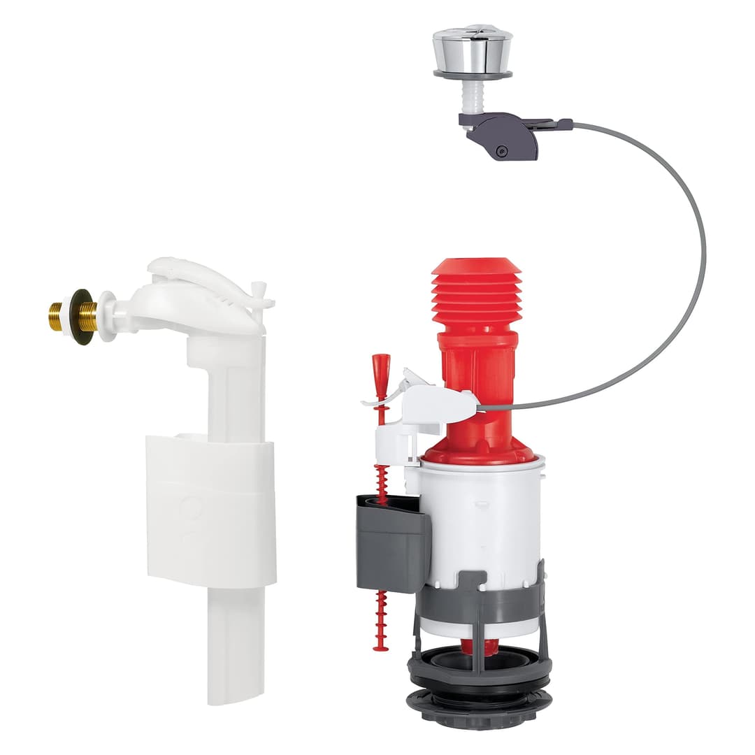 Wirquin MW²90 14013401 Plastic Double Flush Toilet Mechanism with Cable Control + Side Float Valve