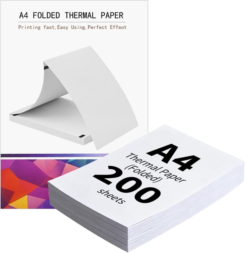 (200 Sheets) Thermal Paper A4, Quick-Drying Thermal Paper A4, 210 x 297 mm, Compatible with Most Thermal Printers, BPA-Free Thermal Printer Paper for Documents, Websites & Photos (200) - 1
