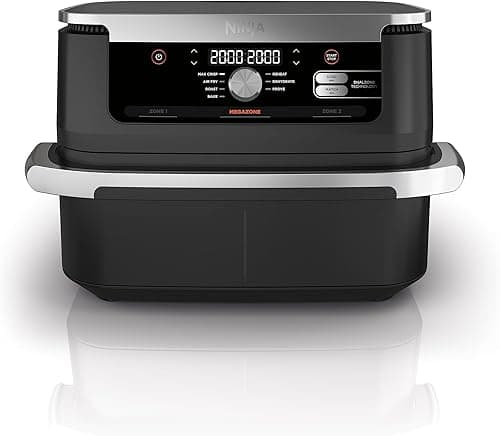 Ninja Foodi FlexDrawer Air Fryer, Dual Zone with Removable Divider, Large 10.4L Drawer, 7-in-1, Air-Fryer Uses No Oil, Air Fry, Roast, Bake, Max Crisp, Non-Stick Dishwasher Safe Parts, Black AF500UK