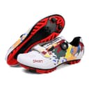 Hixingo Chaussures de Cyclisme pour Femmes Hommes, Graffitis Colorés Impression Chaussures D'équitation sur Montagne, Crampons Respirantes Semelle Dure Chaussures de Vélo - 1