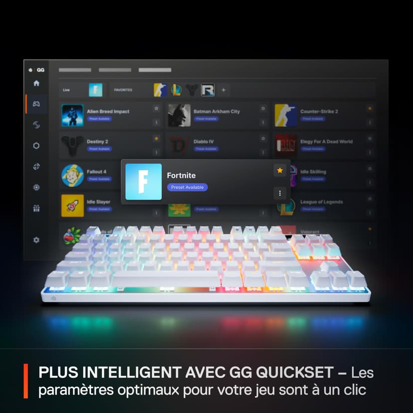 SteelSeries Apex Pro TKL Gen 3 - White Gaming Keyboard - Adjustable Hall Effect Switches; OmniPoint 3.0 - Game-Ready Presets - Rapid Trigger, Protection Mode, Rapid Tap/SOCD - French AZERTY - 4