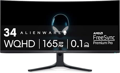Dell ALIENWARE 34" CURVED QD-OLED Gaming Monitor - AW3423DWF, AlienFX lighting system, Response Time 0.1 ms, Anti-reflective,