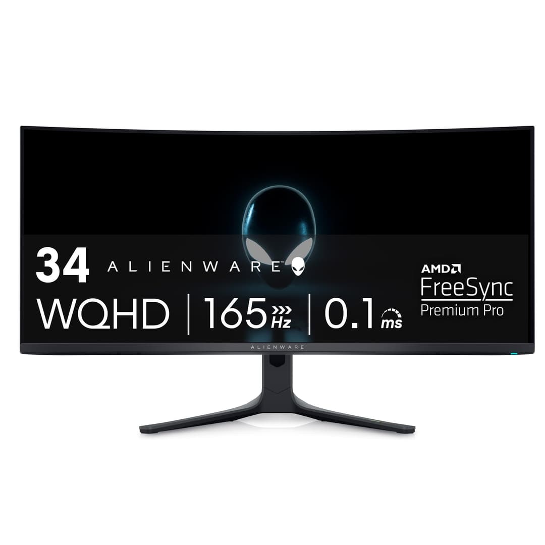 Dell ALIENWARE 34" CURVED QD-OLED Gaming Monitor - AW3423DWF, AlienFX lighting system, Response Time 0.1 ms, Anti-reflective,