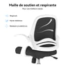 Hbada Office Chair Desk Chair Flip-up Armrest Ergonomic Task Chair Compact 120° Locking 360° Rotation Seat Surface Lift Reinforced Nylon Resin Base, White - 7
