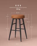 VASAGLE EKHO Collection - Tabouret de Bar, Lot de 2, Chaise de Cuisine, Haut, en PU avec Coutures, Style Moderne Mi-siècle, Hauteur Assise 63 cm, Cuisine, Bar, Montage Facile, Marron Caramel LBC080K01 - 8