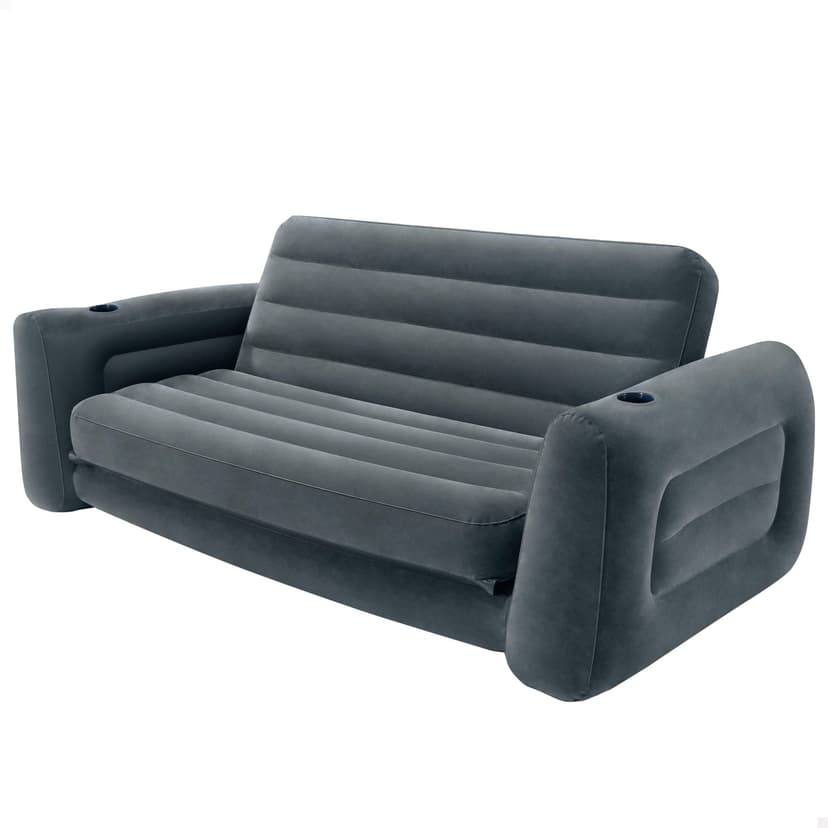 Intex Queen Size Pull-Out Inflatable camping sofa bed Sleep Away Futon Couch with 3 quick inflation and deflation valves, ?203.2 x 231.14 x 66.04 cm, Charcoal grey - 1