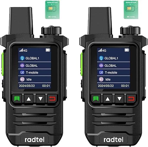 Radio Radtel P6 PoC (Push-to-Talk sur cellulaire), talkies-Walkies Portables à portée illimitée dans Tout Le Pays, radios bidirectionnelles Rechargeables (Lot de 2 avec 2 Cartes SIM)