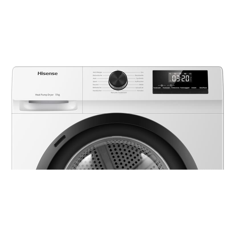 Hisense DHQE800BW2 Sèche-linge, 8 kg, classe D, largeur 60 cm, 16 programmes, séchage automatique, séchage rapide, séchage anti-rides, pompe à chaleur, séchage Ion Refresh, blanc - 5