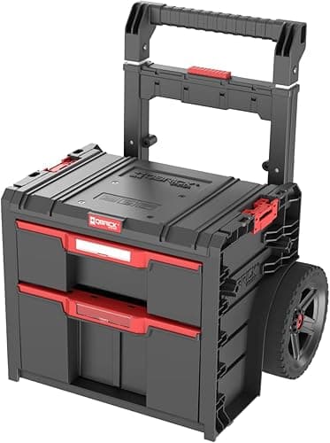 Qbrick - System PRO Cart 2.0 Plus Drawer 2 BLACK - Tool Trolley for Tools & Accessories - Heavy Duty, Durable Plastic Construction, Storage Solution