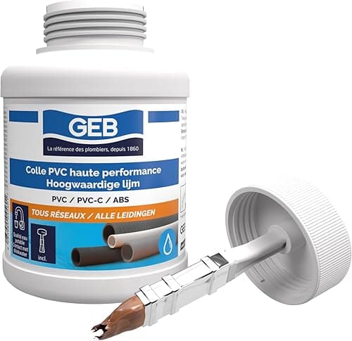 GEB Colle haute performance 250 ml polyvalente pour assemblage de canalisations en PVC - Pour réseau avec pression d'eau froide/chaude sanitaire et réseau d'évacuation des eaux usées