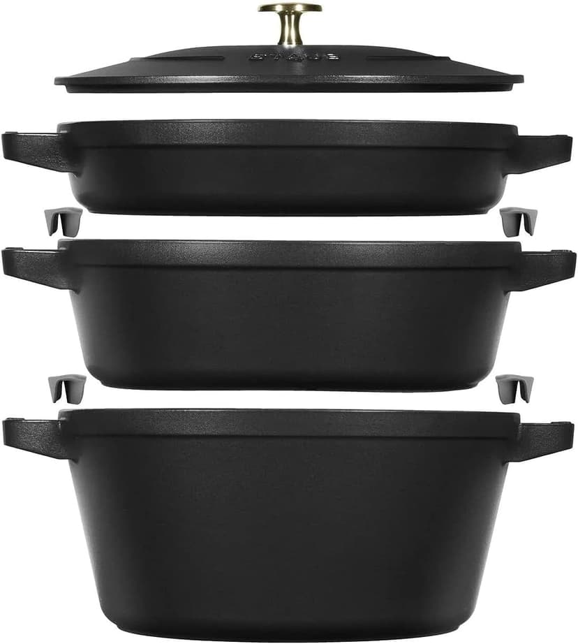 STAUB La Cocotte Ensemble de 3 casseroles rondes en fonte Noir - 1
