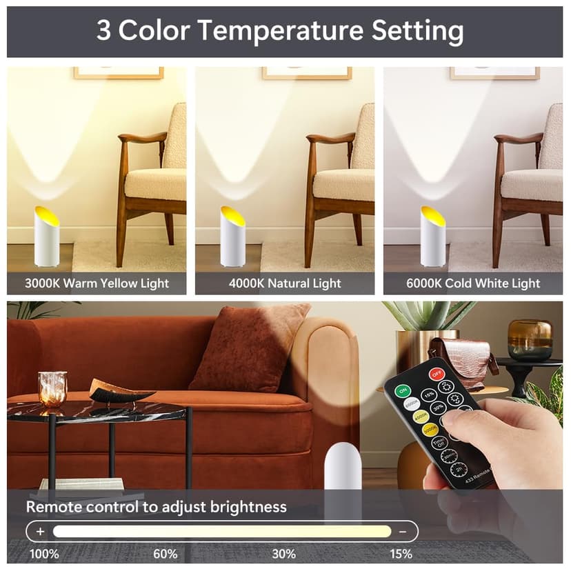 Adiwo Spot LED Uplight, Spot de Sol, 2 Pcs Blanc Lampes de Sol LED pour Un Éclairage d'Accentuation d'Ambiance, Lampadaires Plafonniers Lampadaire Dimmable Jaune Chaud Naturel Lumière Blanc Froi - 4