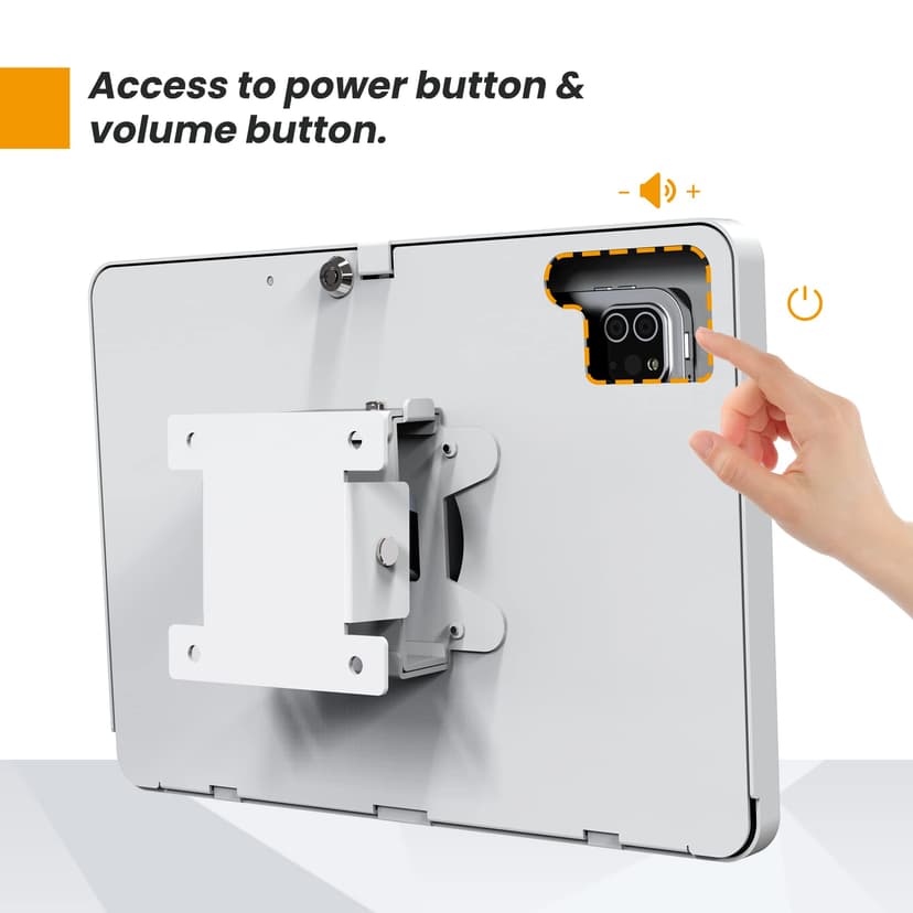 Beelta Wall Mount Tablet Holder for 10.9-Inch iPad 10th and Pro 11 Inch 1 2 3 4, Air 4 5, with Anti Theft Security Lock & Key, Heavy-Duty Metal, White - 7