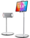 SAIJI Tablet Stand Holder, Adjustable Phone Stand, 360 Degree Rotating, Aluminum Alloy Cradle Desktop Holder Dock for 4.7"-12.9" Screen Phone (Black) - 1