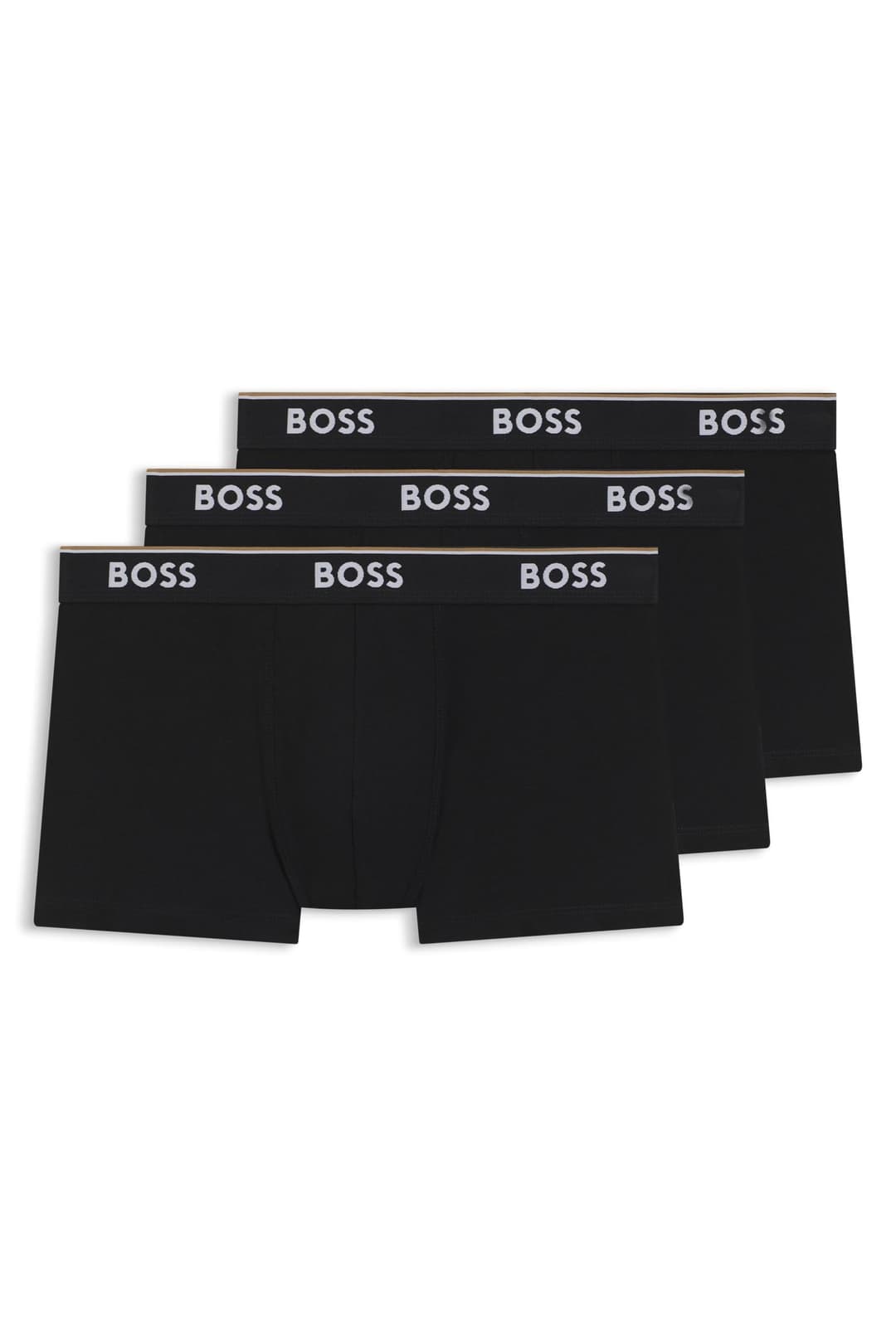 BOSS Mens Trunk 3P Power Three-Pack of Logo-Waistband Trunks in Stretch Cotton