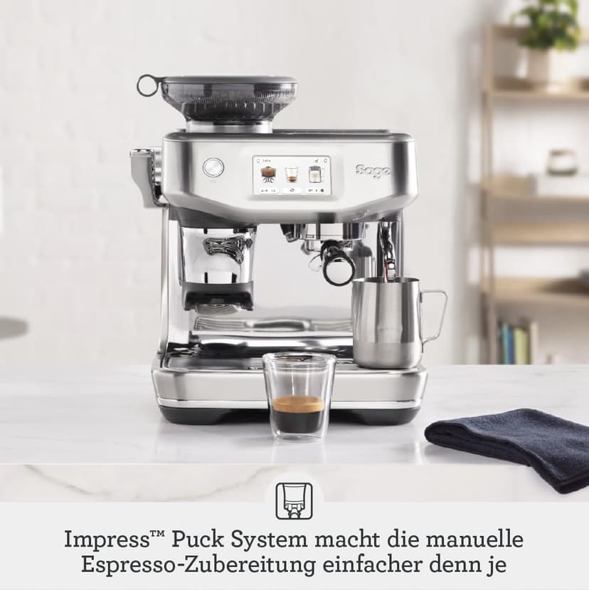 Sage - The Barista Touch Impress - Machine à Café avec Mousseur Automatique, Moulin Intégré & Fonction Cold Brew - Dosage Intelligent, Tassage Assisté - Nougat aux Amandes - 2