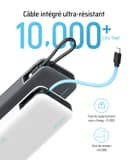 CUKTECH 45W Batterie Externe 20000mAh Power Bank, Batterie Externe Charge Rapide avec Cable Intégré USB C, Batterie Portable pour iPhone 17/16/15/14/13, Samsung, Xiaomi, iPad, MacBook, Switch - 7