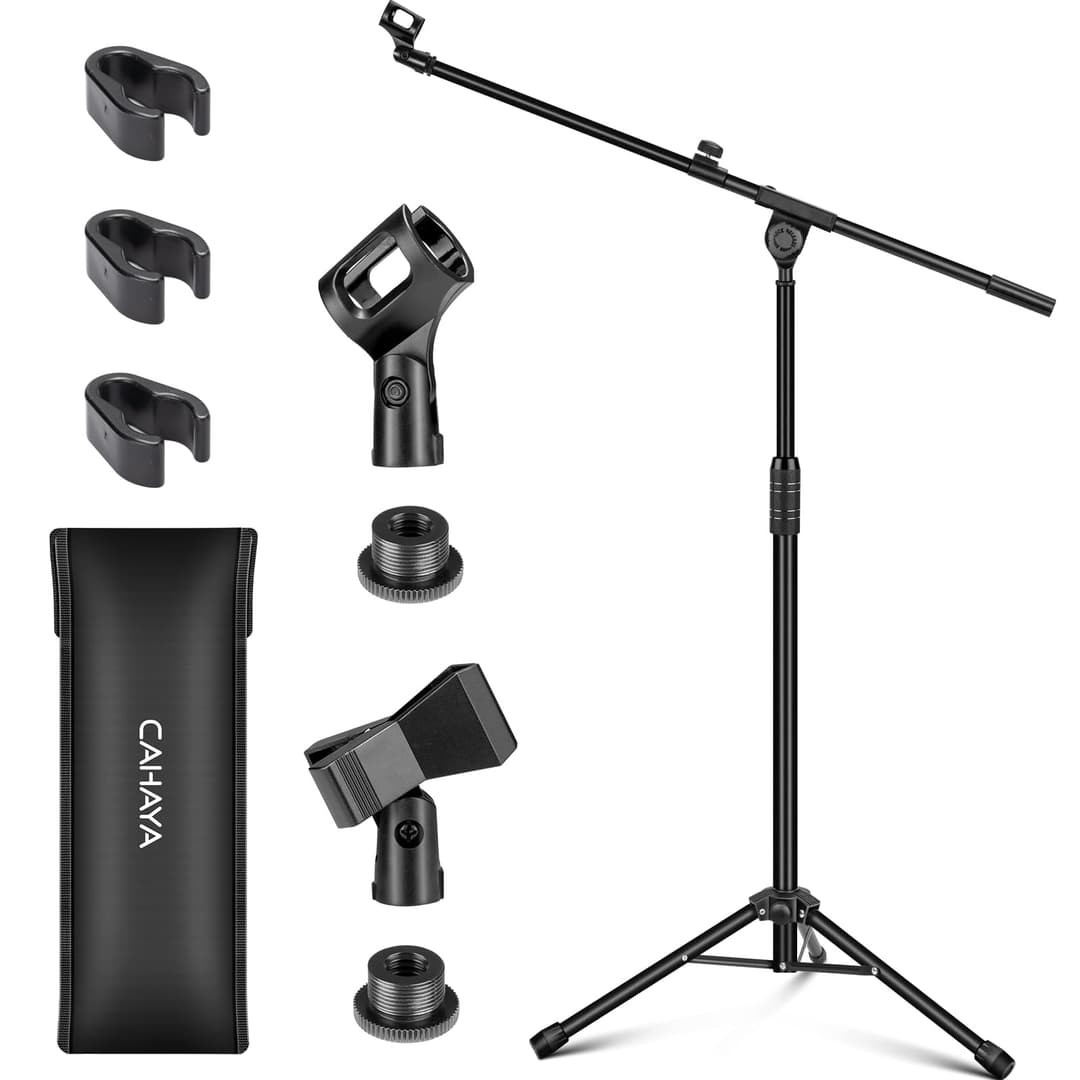 CAHAYA Upgraded Tripod Boom Sheet Microphone Stand Univer…