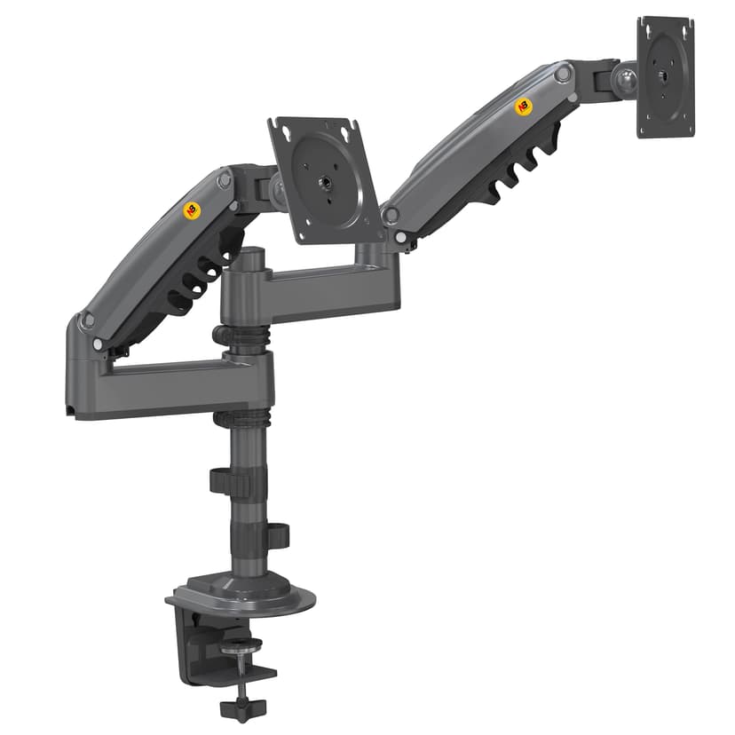 Ergosolid Heavy Duty Swivel Desk Mount with Gas Spring for Two 17-35 Inch LED LCD Monitors, VESA 75mm and 100mm up to 2x9 kg - 1