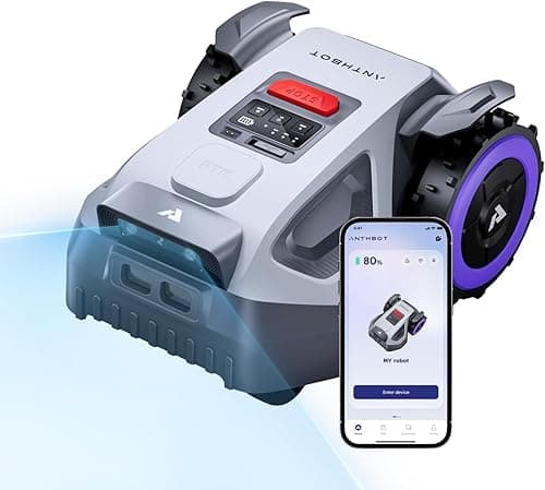 ANTHBOT M9 Robot Tondeuse sans Fil, NetRTK, 4G, 5000 mAh, Recommandé 1000 m², Maximum 1200 m², Pente de 24° (45%), Prend en Charge 2RTK Conçu pour Les Jardins Avant et Arrière