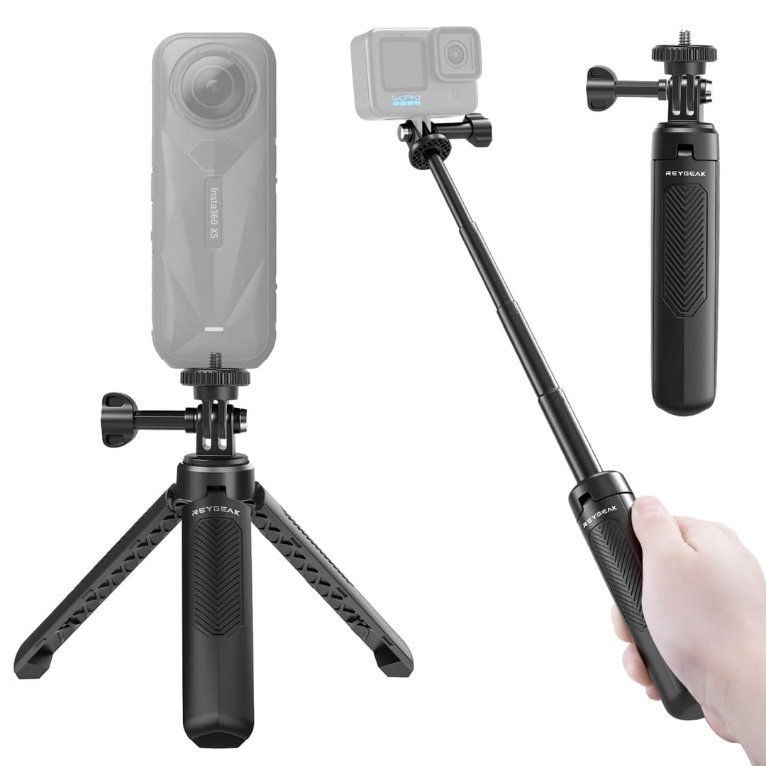 REYGEAK 40 cm Selfie Stick Tripod for GoPro, 2-in-1 Mini …