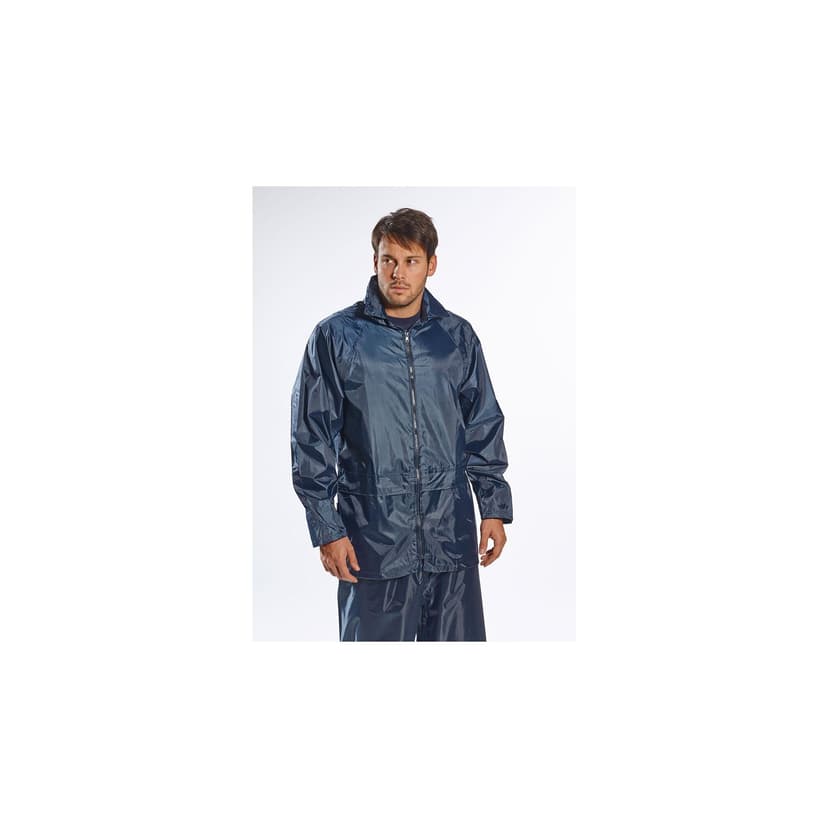 Portwest S440 Classic Rain Jacket Waterproof Coat Windbreaker Raincoat Hooded Workwear Pack Away Taped Seams Vented EN 343 PFAS Free Texpel Splash Eco UPF 40+, Navy, 6XL - 3