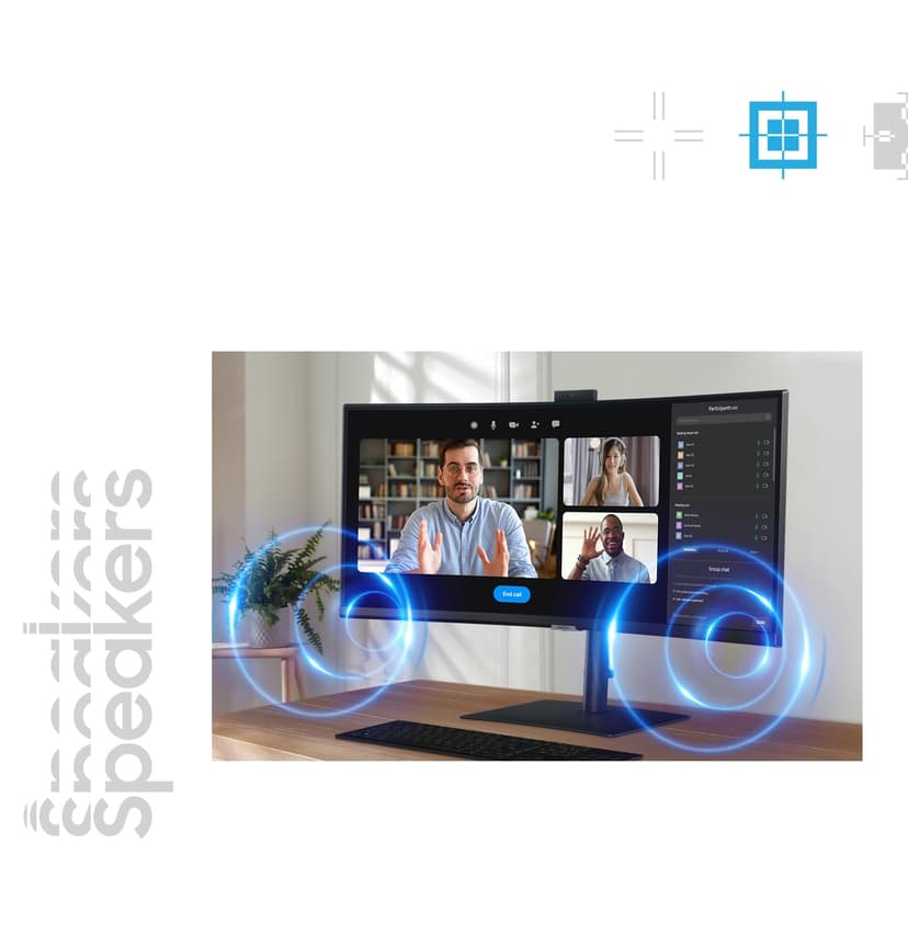 Samsung Ecran PC ViewFinity S65VC, 34" 100Hz - Dalle VA Incurvée 1000R, Résolution WQHD : 3440 x 1440 , 5ms, 3000:1, Adaptative Picture, Auto Source Switch+, KVM Switch,Pied Ajustable, Display port - 8