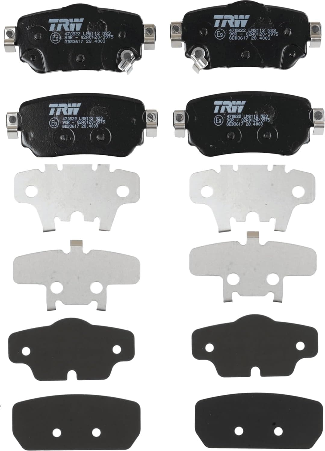 TRW GDB3617 Brake Pad Set of 4 for Nissan Kicks II (J11, J11_) 2013 - Rear Axle and other vehicles
