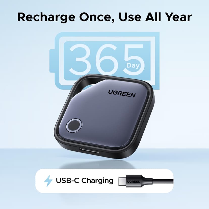 UGREEN FineTrack Duo (4 Pack) for iOS & Android, USB-C Rechargeable Tracker Compatible with Apple Find My and Google Find Hub, Keys Finder and Item Locator for Wallet, Backpack, Luggage and More - 3