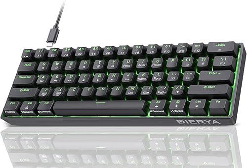 Dierya DK61se Mechanical Gaming Keyboard,60 percent Brown Switches,Ice Blue LED Backlit,Detachable USB-C Cable,Full-Key Rollover for Computer/PC/Laptop/MAC,US Layout,White