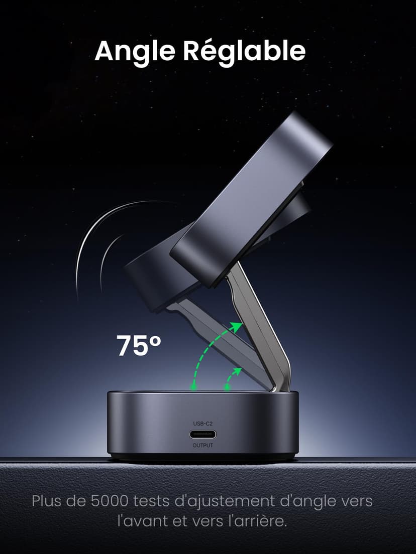 UGREEN MagFlow for MagSafe Charger Qi certified, 2-in-1 Wireless Charger Stand, Magnetic Charging Station, Compatible with iPhone Air/17/16/15/15 Plus/15 Pro/15 Pro Max/14/13/12, AirPods 4/3/2/Pro 3/2 - 5