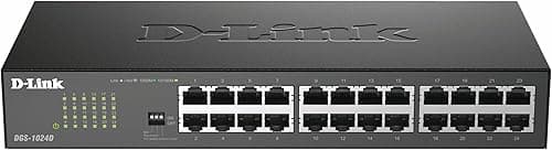 D-Link DGS-1024D/B 24‑Port Gigabit Unmanaged Desktop Switch, Hub, Internet Splitter, Metal, Fanless, Plug and Play - UK Model black DGS-1024D/B
