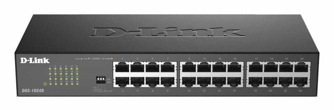 D-Link DGS-1024D/B 24‑Port Gigabit Unmanaged Desktop Switch, Hub, Internet Splitter, Metal, Fanless, Plug and Play - UK Model black DGS-1024D/B