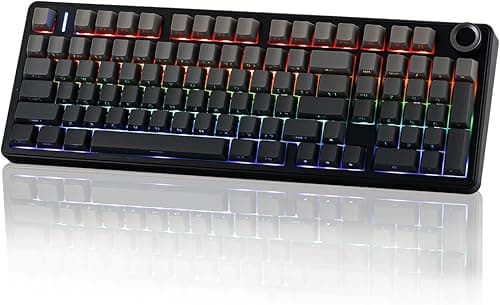 EPOMAKER X Aula F99 PRO Wireless Gaming Keyboard, 8000mAh, Knob, Lubed Switch, Creamy Gasket, Hot Swappable, Custom, 2.4GHz/USB/BT Mechanical Keyboard, RGB Backlit, PBT Keycap (Gradient Black)