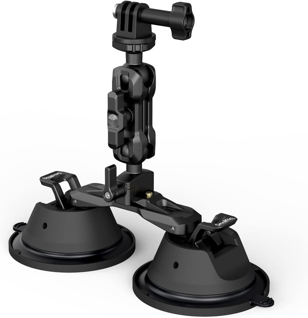 SMALLRIG Suction Mount for Action Camera/Phone/Small Cameras, for Gopro - Suction Cup Mount on Car Window/Bonnet, Load 0.5kg for Speeds 80km/h (50mph), Stationary Max 3kg Load