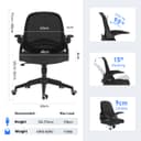 Hbada Office Chair Desk Chair Flip-up Armrest Ergonomic Task Chair Compact 120° Locking 360° Rotation Seat Surface Lift Reinforced Nylon Resin Base, White - 6